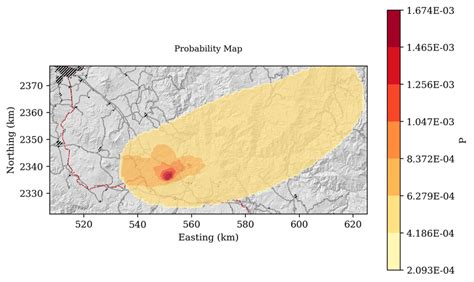 Absolute probability map for tephra fallout. Tephra fallout from a ...