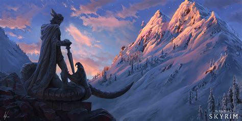 The Elder Scrolls V Skyrim Snow Covered Mountains Digital Art Digital ...