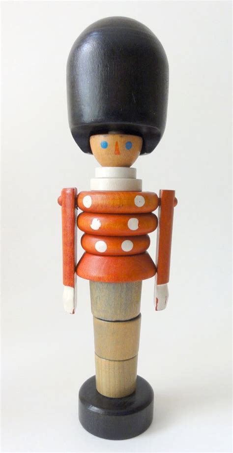 Vintage Wooden Soldier Stacking Toy Czechoslovakia