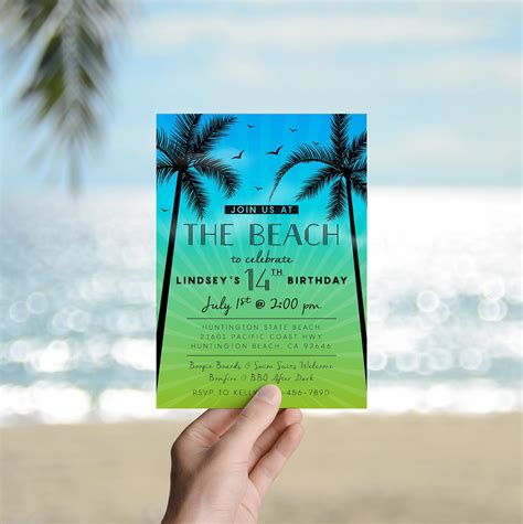 Beach Birthday Invitation / Beach Party Invitation / Beach | Etsy