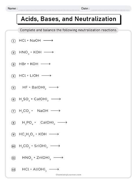 Free neutralization reactions worksheet answers, Download Free ...