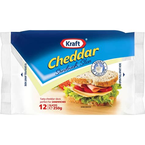 Kraft Dairylea Cheddar Sandwich Slices 12pk 250g | Woolworths