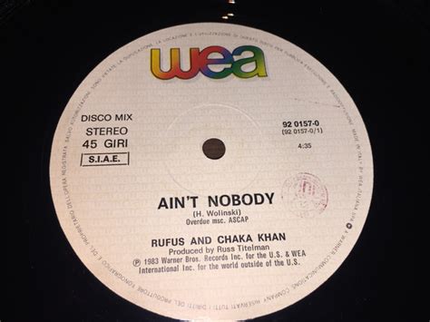 Rufus & Chaka Khan – Ain't Nobody (1983, Vinyl) - Discogs