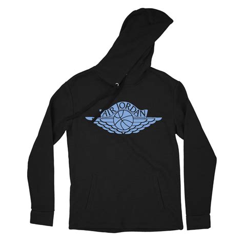 Air Jordan 1 UNC Toe HOODIE - Black/UNC Blue - Retro Wings Logo | eBay