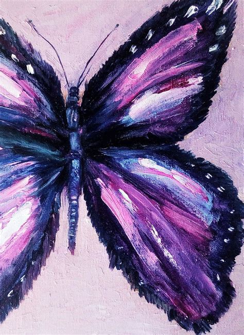 Purple Butterfly Painting Original Oil Painting Original Artwork by ...