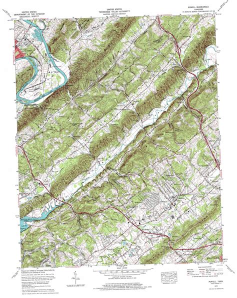 Powell topographic map 1:24,000 scale, Tennessee