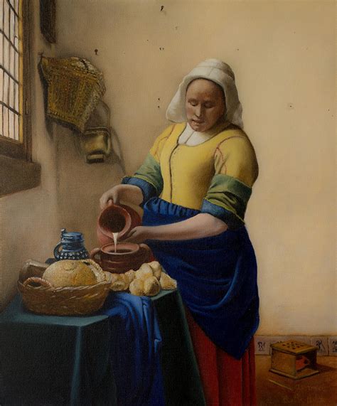 The Milkmaid Reproduction. Original By Johannes Vermeer. Painting by Benita Mulokaite