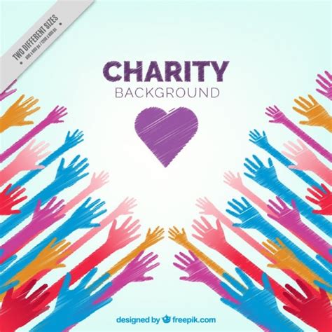 Colored hands and a heart charity background Vector | Free Download