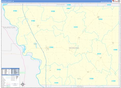 Monona County, IA Zip Code Wall Map Basic Style by MarketMAPS - MapSales