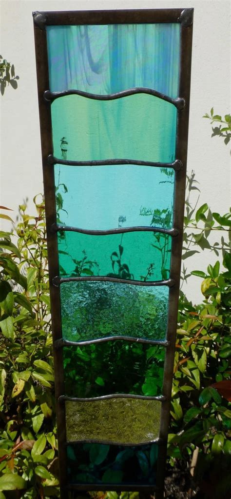 Blue and Green Handmade Stained Glass Garden Ocean Wave Design - Etsy UK | Stained glass decor ...