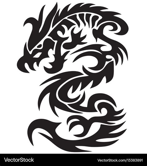 Dragon tattoo tribal black and white Royalty Free Vector