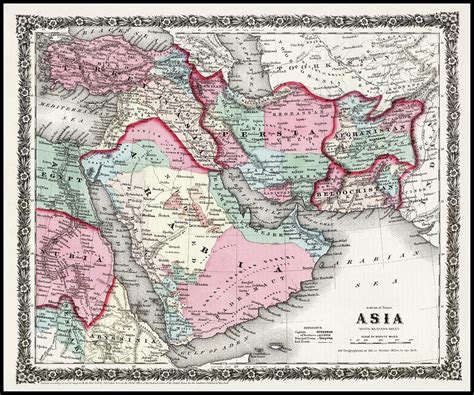 Southwest Asia Antique Vintage Map 1858 Photograph by Carol Japp - Fine ...