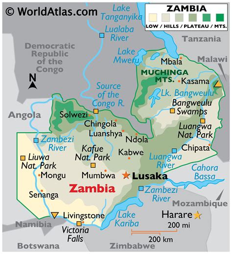 Zambia Map / Geography of Zambia / Map of Zambia - Worldatlas.com