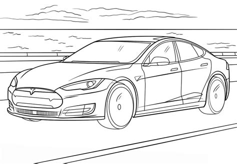 Tesla Model S Car coloring page - Download, Print or Color Online for Free