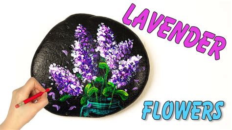 Rock painting ideas #101 / Draw Lavender Flowers / Acrylic Painting / Clay Drawing - YouTube