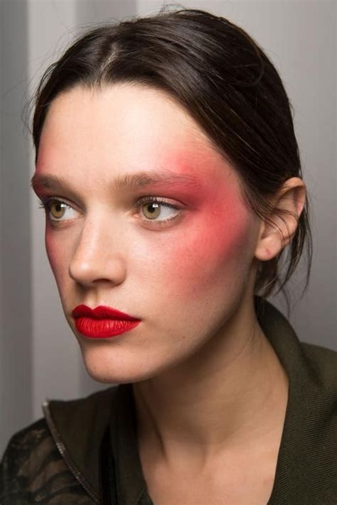 bold red lips and matching crease / blush | backstage at the kenzo ss17 paris fashion week ...