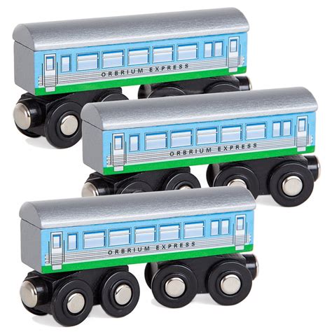 Orbrium 3 Pcs Large Wooden Railway Express Coach Cars, Fits Thomas The ...