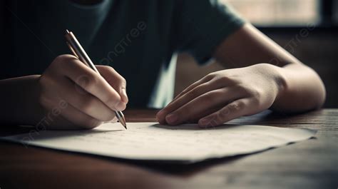 Person Is Writing With A Pen On A Piece Of Paper Background, Essay Picture, Essay, Education ...