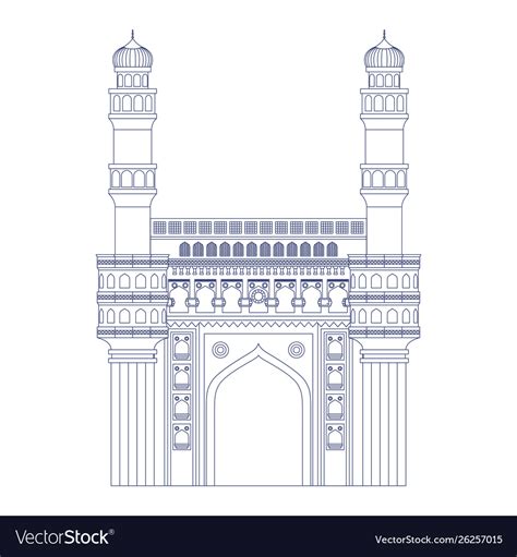 Edification mosque charminar and indian Royalty Free Vector