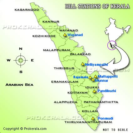 Kerala hill stations | Location of hill stations of Kerala | Hill stations map of Kerala