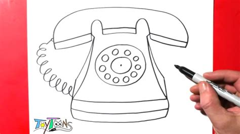 How to Draw a Telephone | Easy Step by Step Drawing Guide Tutorial ...