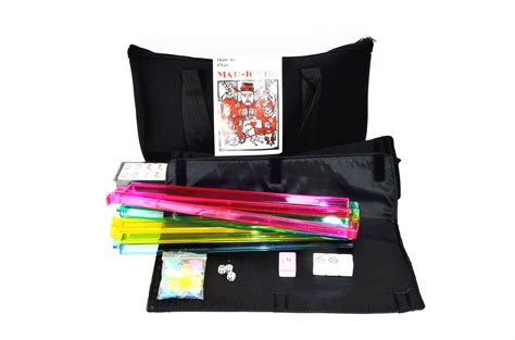 166 Tiles American Mahjong Set Black Soft Bag 4 Color Pushers/Racks Easy Carry Western Mahjongg ...