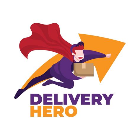 Delivery Hero Mascot Logo With Super Hero Carrying Box 21241935 Vector Art at Vecteezy