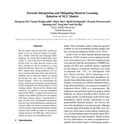 Towards Interpreting and Mitigating Shortcut Learning Behavior of NLU models - ACL Anthology