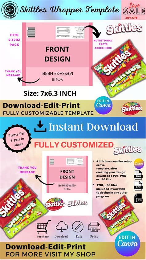 Skittles Wrapper Template | Skittles Template | Skittles Candy Wrapper ...