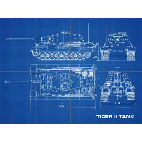 Buy Artery8 Tiger II Panzerkampfwagen Heavy Tank Blueprint Plan XL Giant Panel (8 Sections ...