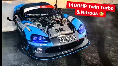 WORLDS FIRST TWIN TURBO NITROUS DODGE VIPER DRIFT CAR! *1400 HP* - YouTube