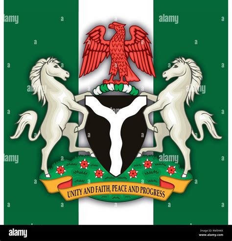 Nigeria Federal Republic coat of arms and flag, vector illustration Stock Vector Image & Art - Alamy