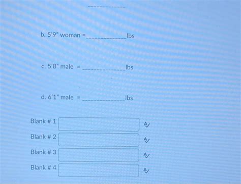 Solved 1. Using the Hamwi equation give the DBW (desirable | Chegg.com