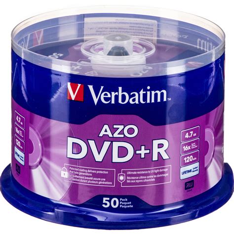 Verbatim DVD+R 4.7GB 16x Disc (50 Pack) 95037 B&H Photo Video