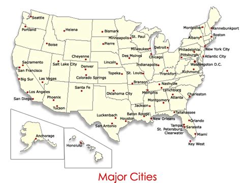 US Maps with Major Cities