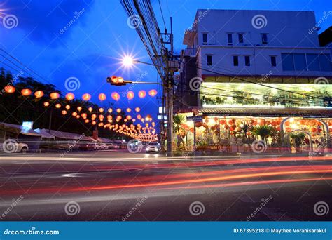 Chinese New Year Street Decoration at Night in Hat Yai Editorial Stock ...