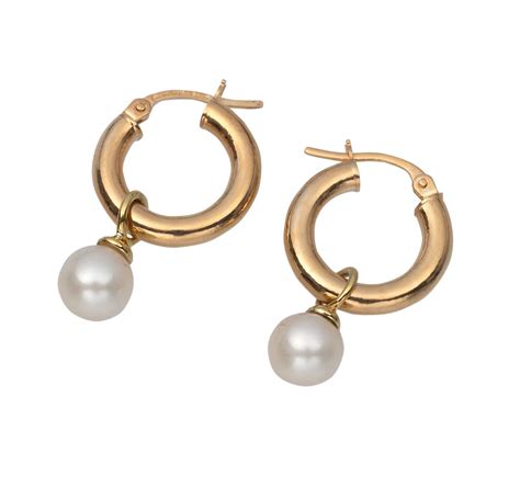 9CT Gold Hoop Earrings with 7mm Pearl | Buy Online in South Africa ...