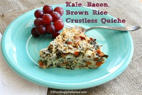 Kale Bacon Brown Rice Crustless Quiche on Shockingly Delicious