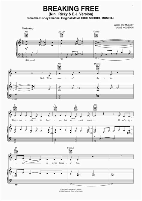 Breaking Free Piano Sheet Music | OnlinePianist