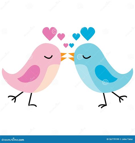 Kissing Love Birds stock vector. Image of pink, clipart - 56779199