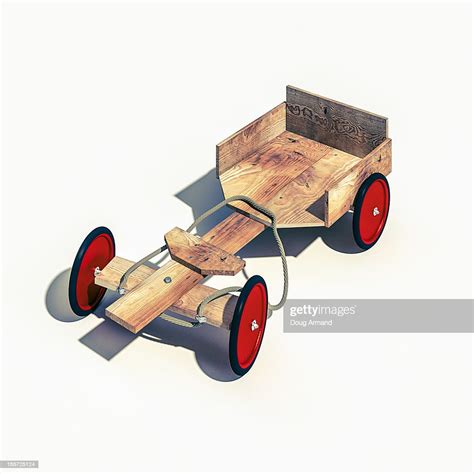 Wooden Go Cart With Red Wheels On White Surface High-Res Vector Graphic - Getty Images