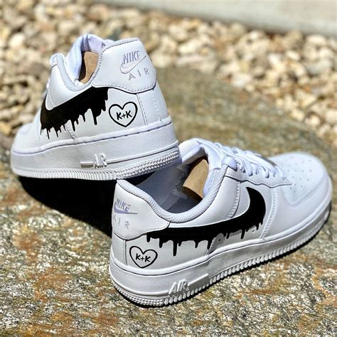 Custom Black Nike Drip Air Force Ones Custom AF1 Custom | Etsy