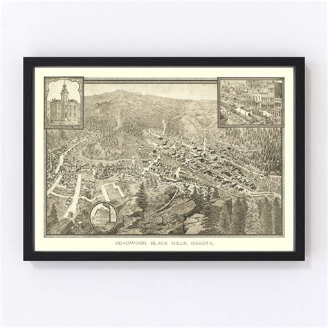 Deadwood Map 1884 Old Map of Deadwood South Dakota Art Vintage Print ...