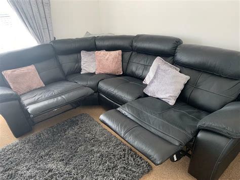 Dfs Black Leather corner sofa | in Barking, London | Gumtree