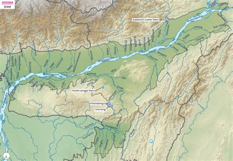 Major Dams in Assam (Map) - UPSC