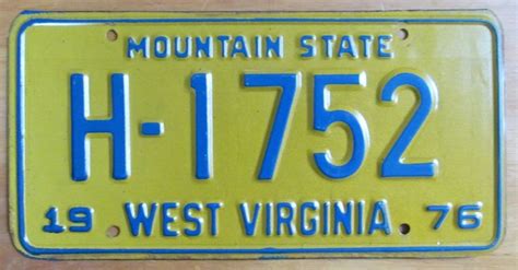 West Virginia license plate (1976) | Placas, Autos