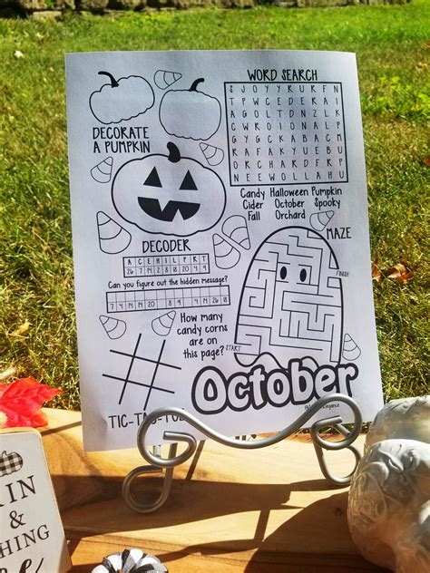 October Spooky Activity Sheet Fall Kids Activities Halloween - Etsy