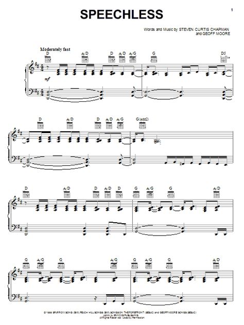 Speechless by Steven Curtis Chapman Sheet Music for Piano, Vocal & Guitar Chords (Right-Hand ...