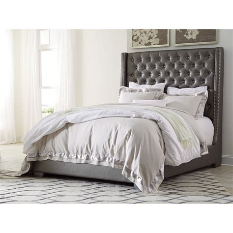 Ashley Signature Design Coralayne King Upholstered Bed with Tall Headboard with Faux Crystal ...