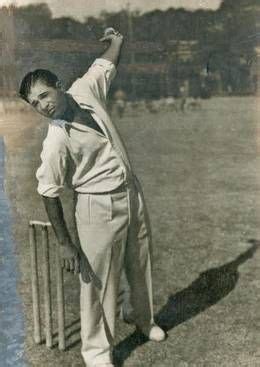 Picture shows Indian Test cricketer Vinoo Mankad in bowling action ...